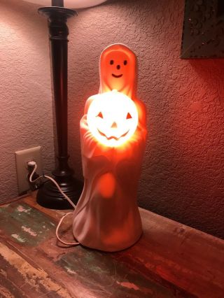 Vtg 14 " Empire Ghost Pumpkin Jol Halloween Blow Mold Light Up