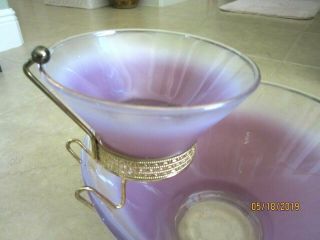 VINTAGE MID CENTURY MODERN GLASS CHIP & DIP SET,  PURPLE FROSTED 2
