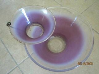 VINTAGE MID CENTURY MODERN GLASS CHIP & DIP SET,  PURPLE FROSTED 3