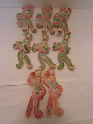 8 Vintage Plastic Sugar Glitter Soldiers Christmas Ornaments