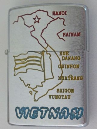 Vietnam Map Zippo C.  1966 Great Paint/graphics