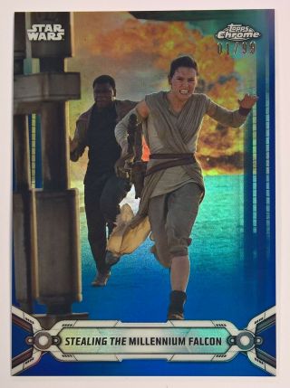 2019 Topps Star Wars Chrome Legacy Blue Refractor 159 Stealing The Falcon 1/99