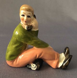 Vintage 1950s Teenage Boy On Telephone Ceramic Figurine
