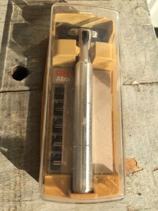 Vintage Atra Gillette Single Edge Razor With Case & 5 Cartridge Blades Usa
