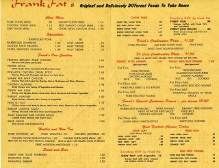 Vintage Frank Fat ' s Sacramento CA Chinese Restaurant Menu Frank ' s 2