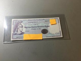 Vintage $20 American Express Travelers Check Cheque Blank Uncirculated