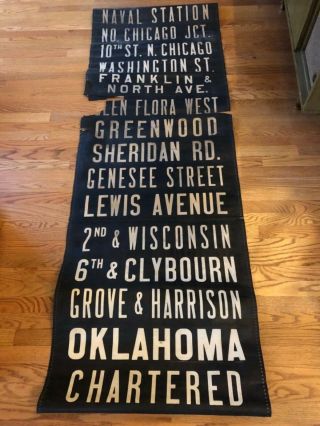 Early Chicago North Shore & Milwaukee Railroad Destination Roll Sign Advertising