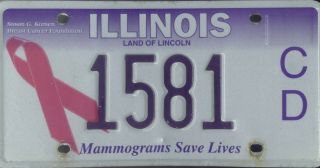 State Of Illinois Mammograms Save Lives License Plate