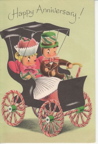 Vintage Norcross Candy Anniversary Antique Auto Htf Card Mica Glitter