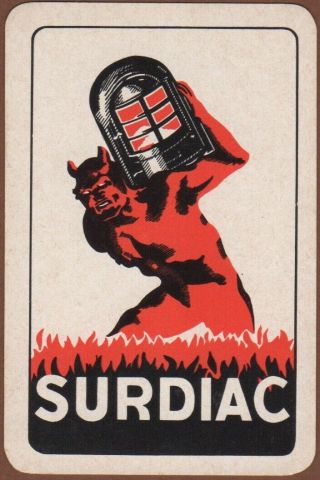Playing Cards 1 Single Card Old Vintage Surdiac Stoves Advertising Fire Devil