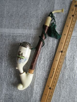 Rare Antique Early 1800’s German Hunters Porcelain Tobacco Smoking Pipe