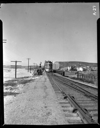 Santa Fe: B&w 4x5 Negative Of Train 74,  E1 Diesel 7 At San Clemente Ca,  1942