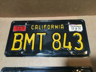 RARE PAIR 1963 DMV CLEAR - (CALIFORNIA) - BMT 843 LICENSE PLATE - 1973 & 1974 tag 2