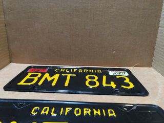 RARE PAIR 1963 DMV CLEAR - (CALIFORNIA) - BMT 843 LICENSE PLATE - 1973 & 1974 tag 3