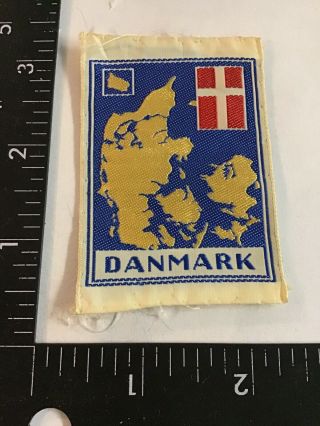 Vtg Danmark Denmark Travel Souvenir Sew - On Patch Emblem Crest Flag Badge