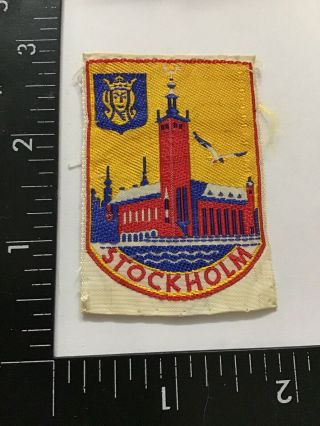 Vtg Stockholm Sweden Travel Souvenir Patch Emblem Badge