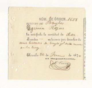 Spanish Colonial Bayles Tax / Revenue Document /arecibo Puerto Rico 1870 Rare 4