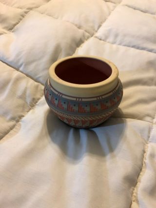 Vintage Navajo Dennis Charlie 121522 Mountain Carved Pottery Vase Bowl