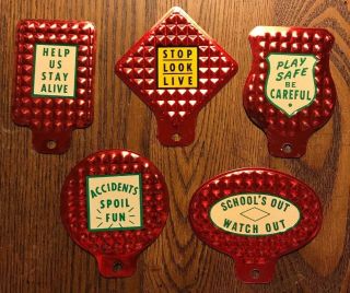 5 Vintage Bicycle License Plate Toppers