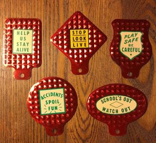 5 Vintage Bicycle License Plate Toppers 2