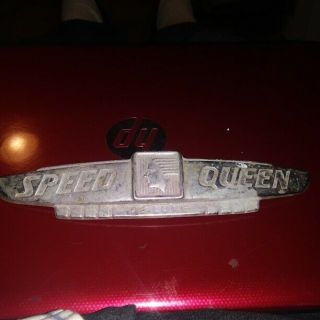 Vintage Speed Queen Washer Emblem Hot Rod Rat Rod Car Ornament Sign