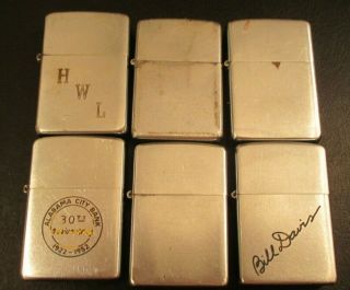 Vintage Zippo Lighters (6) All 1949,  Pat 2032695,  All Work Fine