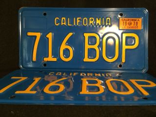 California License Plates 716 Bop 1970 Pair Year Of Manufacture Dmv Clear Set