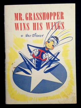 1943 Walt Disney Mr Grasshopper Wins His Wings Rare Aeronca Aircraft Booklet