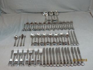 71 Pc Oneida Rogers Arbor Rose Chaplet Stainless Flatware Service For 12