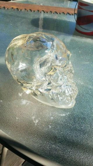 Resin Acrylic Crystal Skull Translucent Skeleton Figurine Resin 6 in tall x 7 in 5