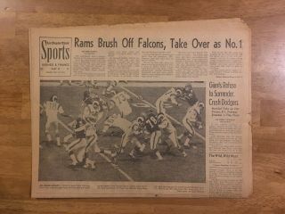 September 29,  1969 Los Angeles La Times Sports Newspaper Rams Falcons Dodgers