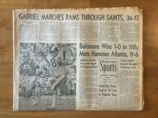 October 6,  1969 Los Angeles La Times Sports Newspaper Rams Saints