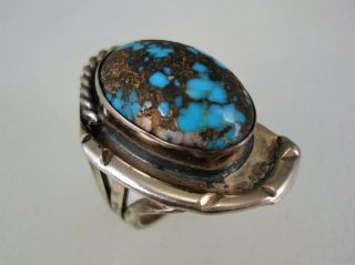 Old Navajo Sterling Silver & Incredible Webbed Red Mountain Turquoise Ring Sz 5