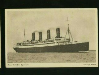 Rms Aquitania - Cunard Line - Vintage Ship / Oceanliner Postcard