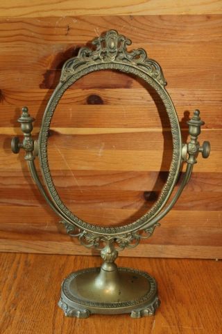 Brass Mirror Stand Alone Vintage Vanity Swivel Frame Picture Photo Victorian