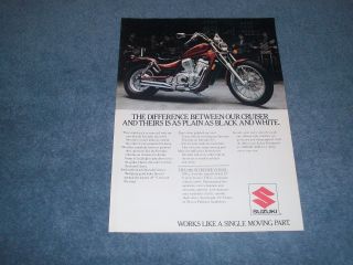 1986 Suzuki Intruder Vs700gl Vintage Motorcycle Ad ".  Plain Ad Black And White "