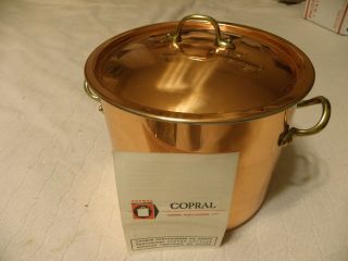 Copper Stockpot 4 Quart,  Marked Copral,