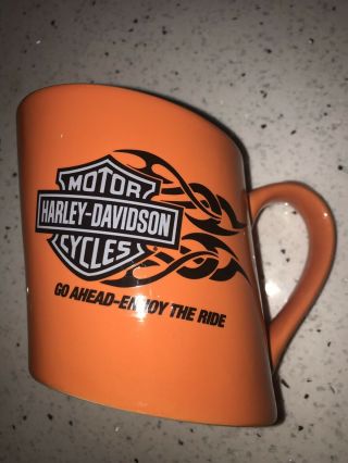 Harley Davidson Slanted Orange Coffee Mug 2007 Enjoy The Ride Cup Motorcycles