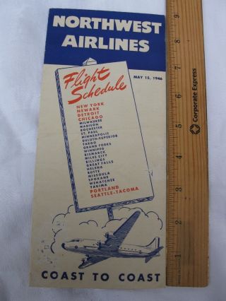 May 1946 Northwest Orient Airlines Flight Schedule (ships 2 Us)