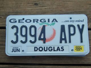 3994 Apy = June 2004 Douglas County Georgia Peach License Plate