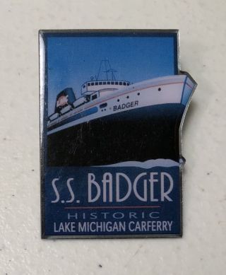 Vintage S.  S.  Badger Historic Lake Michigan Carferry Lapel Hat Pin Pinback Rare