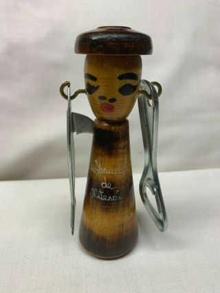 Vintage Solid Wood Doll Hand Carved /painted From Brazill