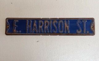 Vintage Road/street Sign " E.  Harrison St.  " 30 " X 6 "