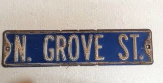 Vintage Road/street Sign " N.  Grove St.  " 24 " X 6 "