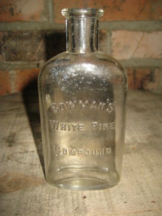 Vintage Pharmacy Medicine Clear Glass Bottle - Bowman 