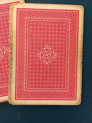 Antique No.  500 Playing Cards Featuring " Good Luck " Swastika Pattern Back.  1920