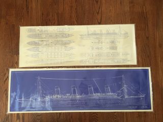 Vintage Titanic Ship Blueprints White Star Lines Liverpool Iceberg Shipwreck Hms