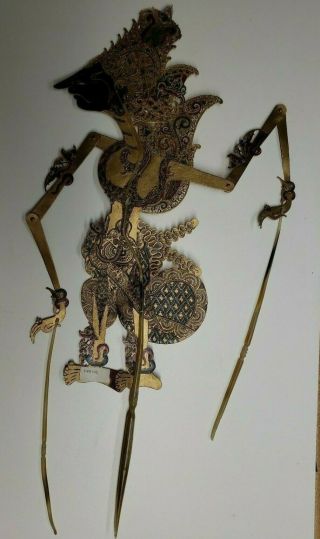 Antique Indonesian Wayang Kulit Kresna & Janaka Shadow puppets 2