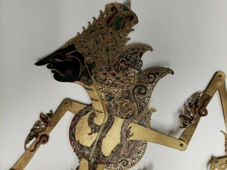 Antique Indonesian Wayang Kulit Kresna & Janaka Shadow puppets 3