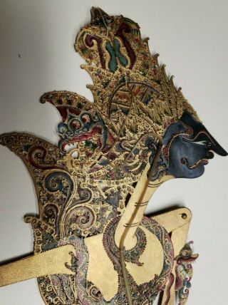 Antique Indonesian Wayang Kulit Kresna & Janaka Shadow puppets 6